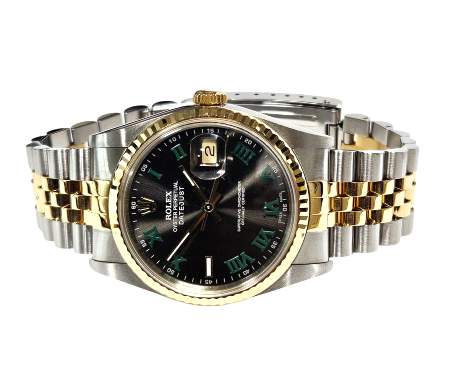 Rolex 36mm Datejust 16013 Wimbledon dial two-tone jubilee
