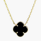 14k Yellow Gold Ladies Clover onyx pendant necklace
