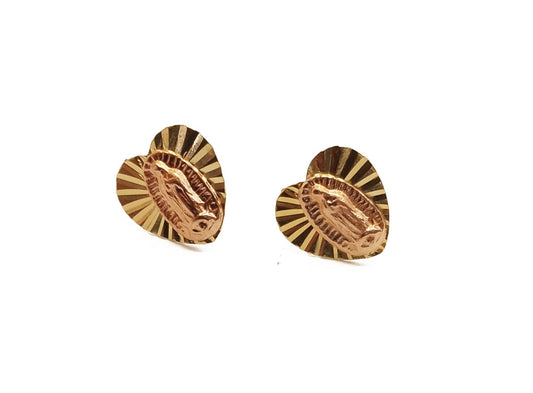 14K yellow gold virgen de Guadalupe stud earrings