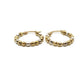 14k Yellow Gold Tri-Tone Ball Hoop Earrings