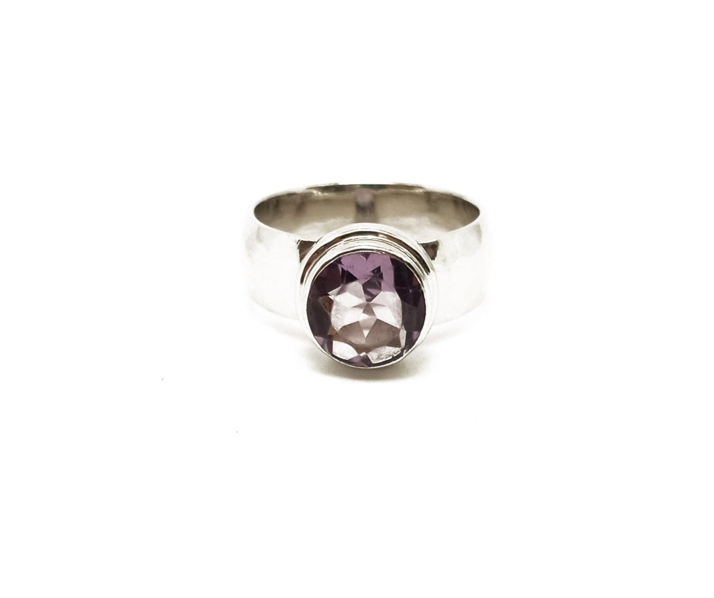 Silver 925 round Amethyst ring