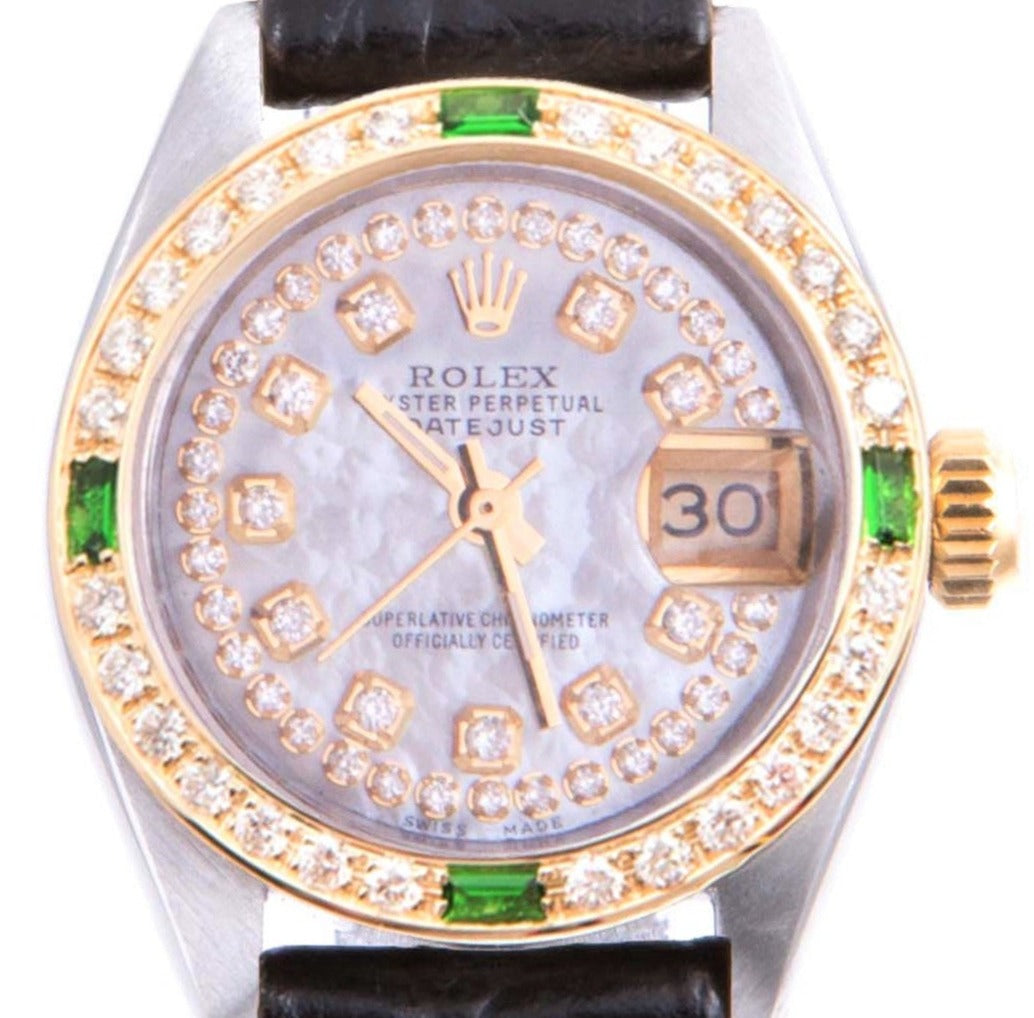 Rolex Ladies 26mm Datejust 6917 MOP Diamond On Leather