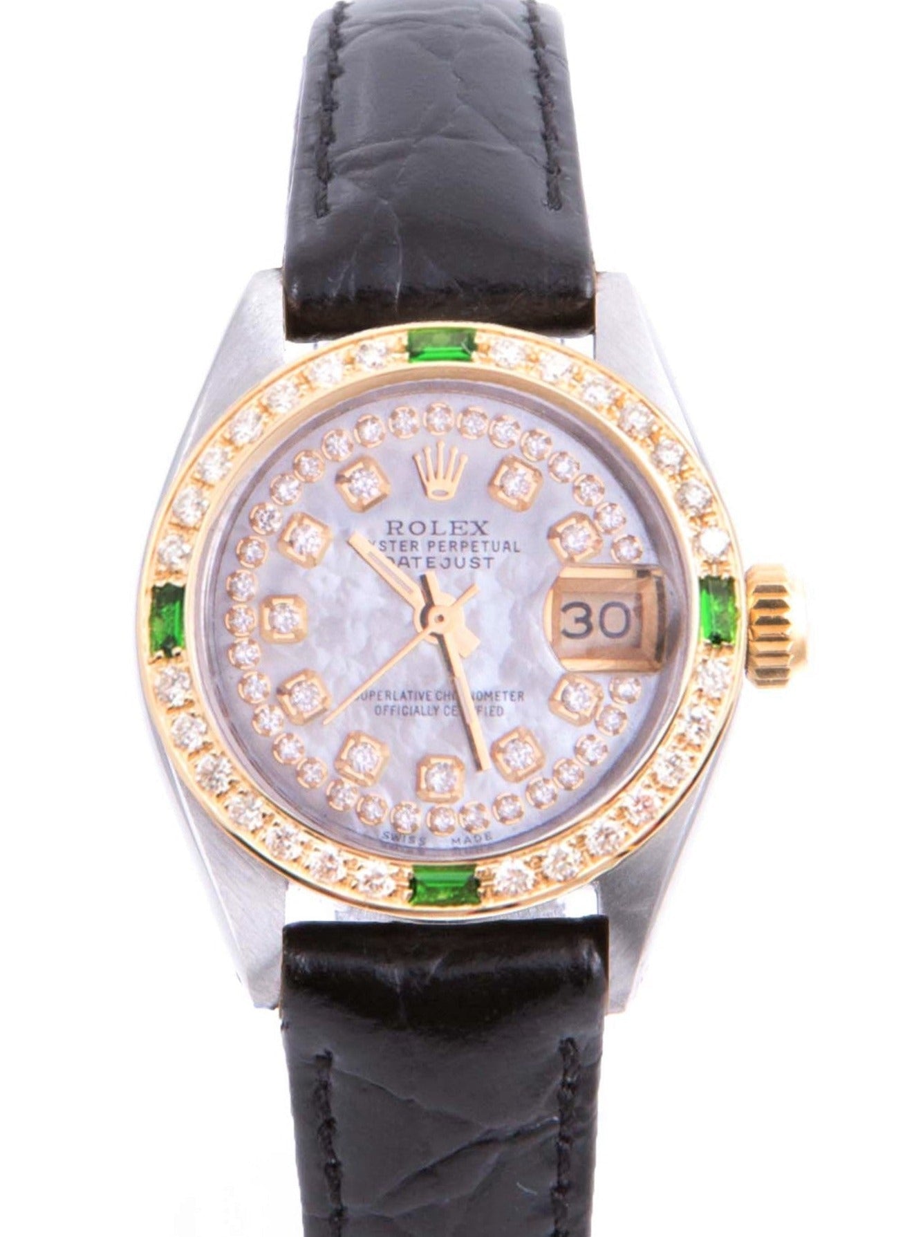 Rolex Ladies 26mm Datejust 6917 MOP Diamond On Leather