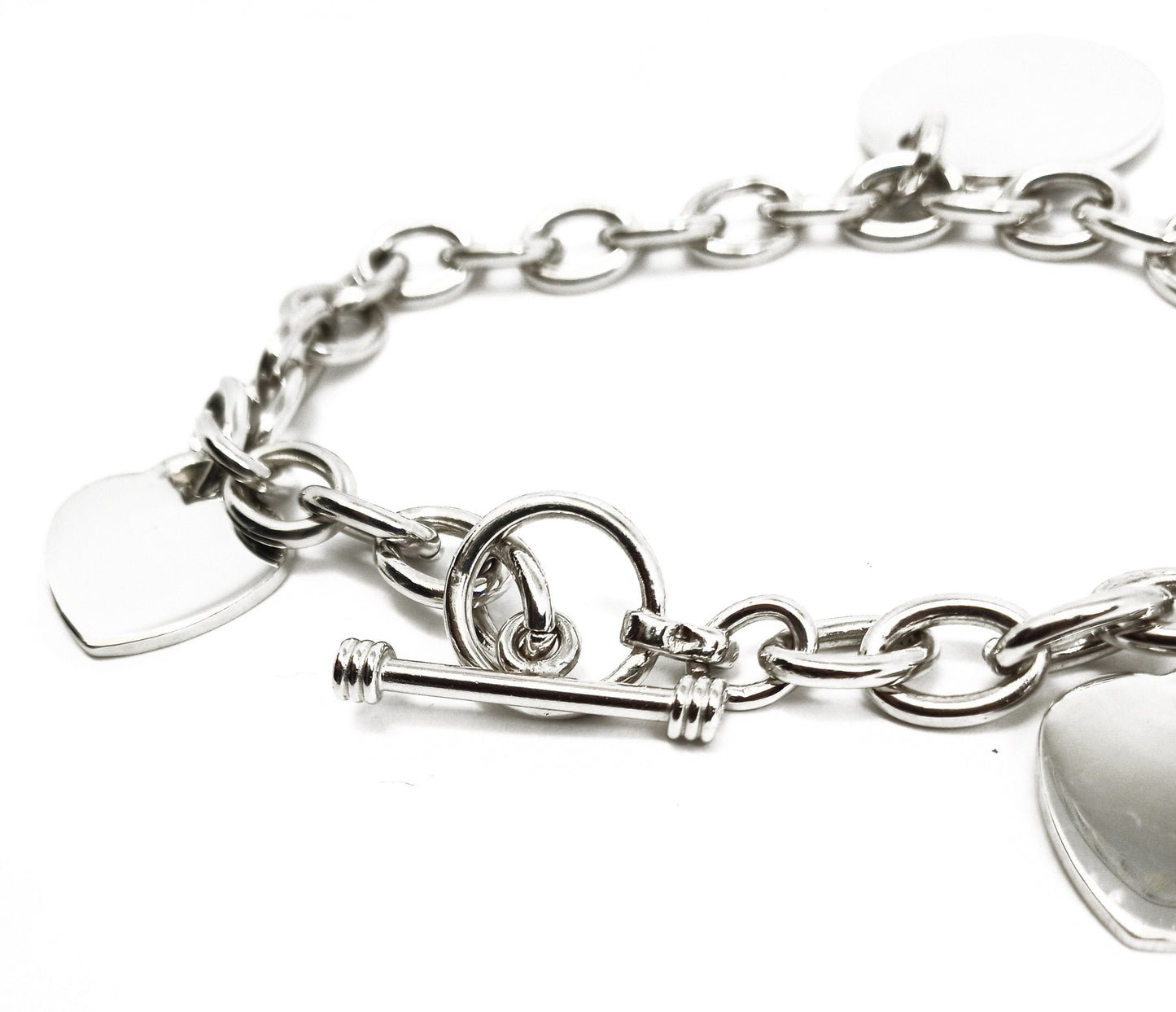 Tiffany &Co. 925 Silver Heart Charm Round Bracelet