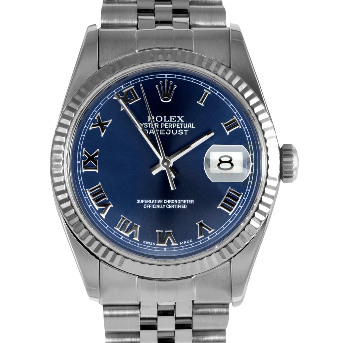 Rolex 36mm Datejust 16014 Blue Roman numeral Jubilee