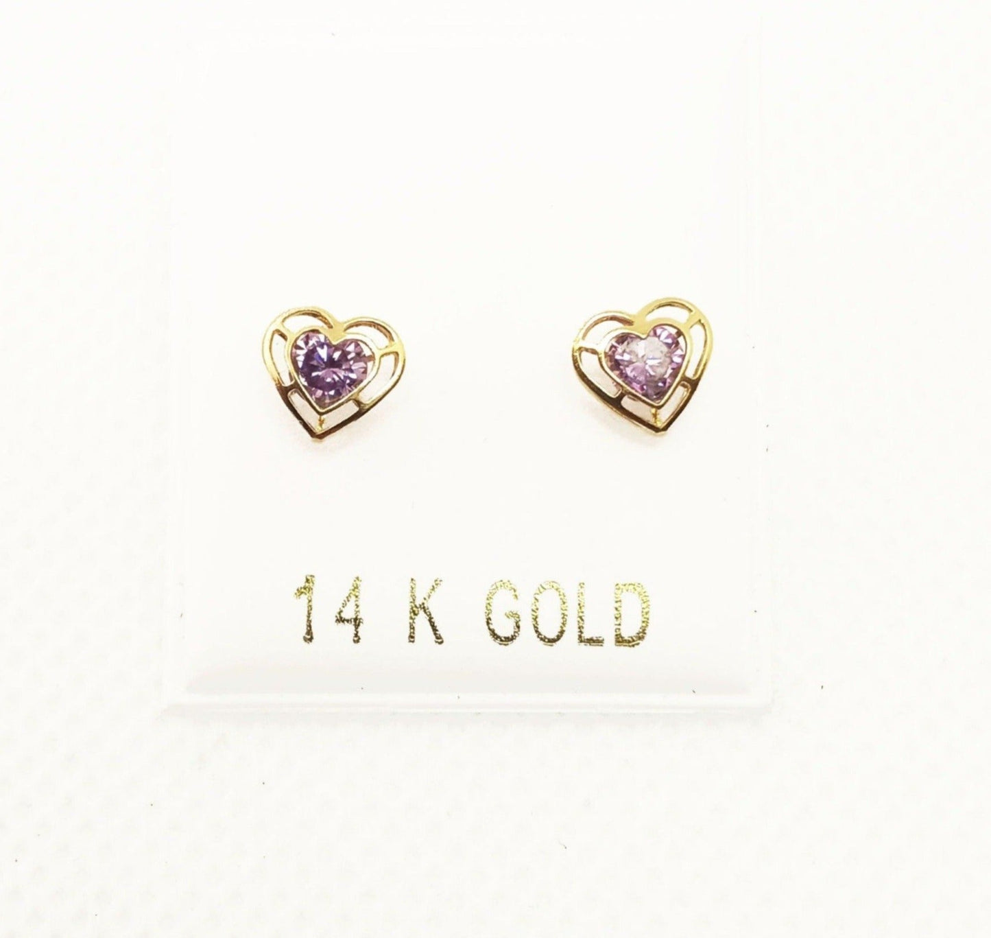 14K Yellow Gold Amethyst Stud Earrings