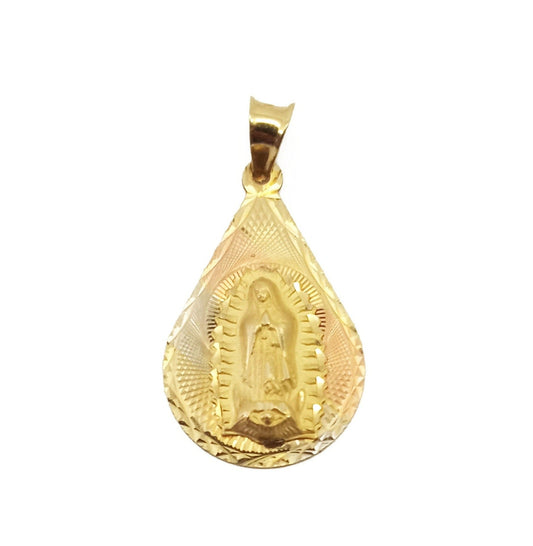 14K Tri-Tone Gold Virgen Pendant