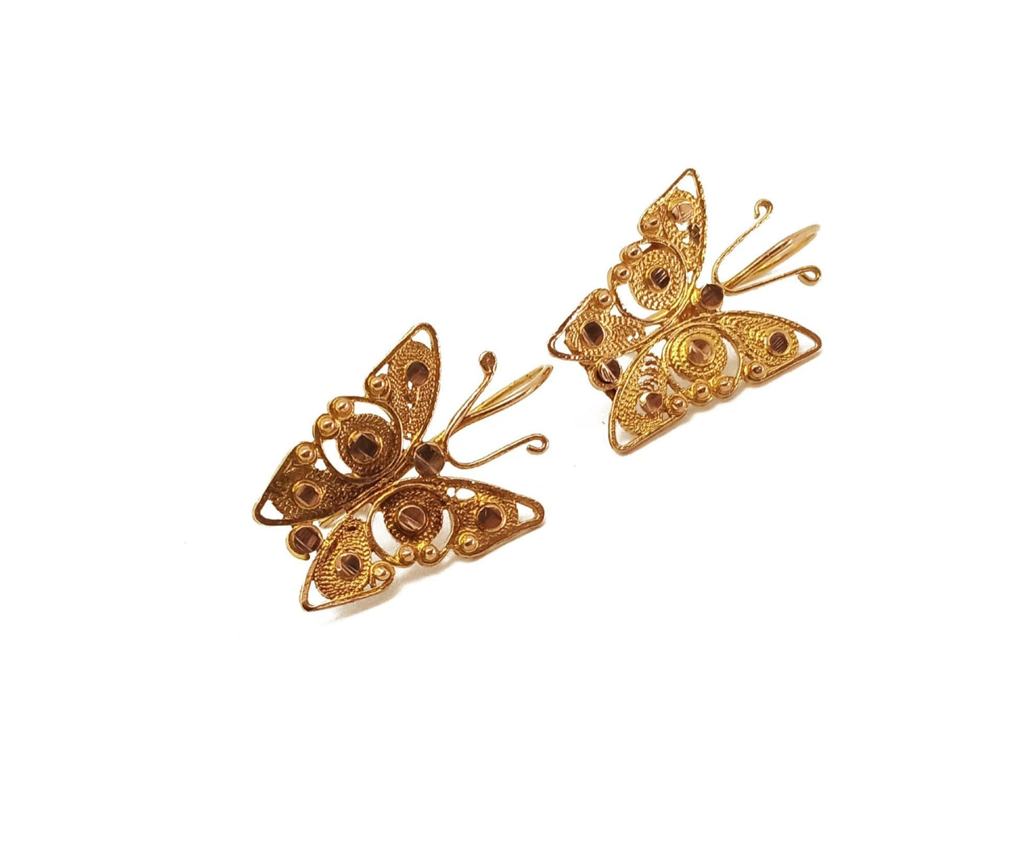 14K Yellow Gold butterfly Earrings