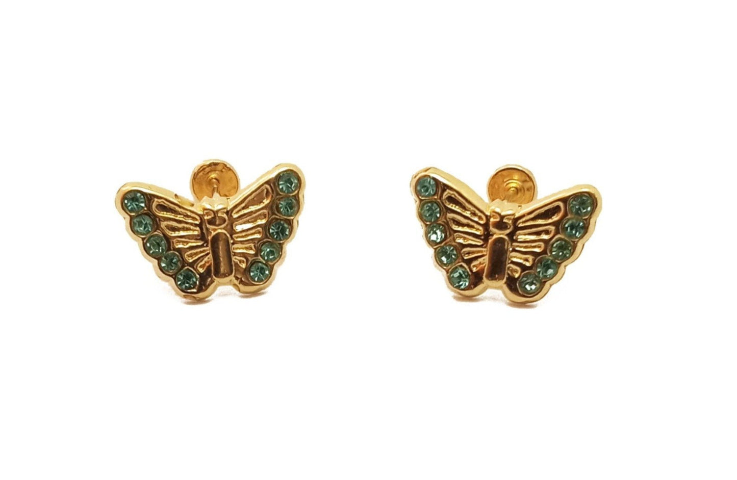 14K Yellow Gold Butterfly Stud ZC Earrings