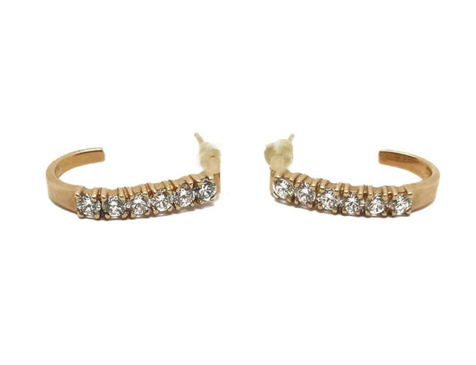 14k Yellow Gold J Hoop Diamond Earrings