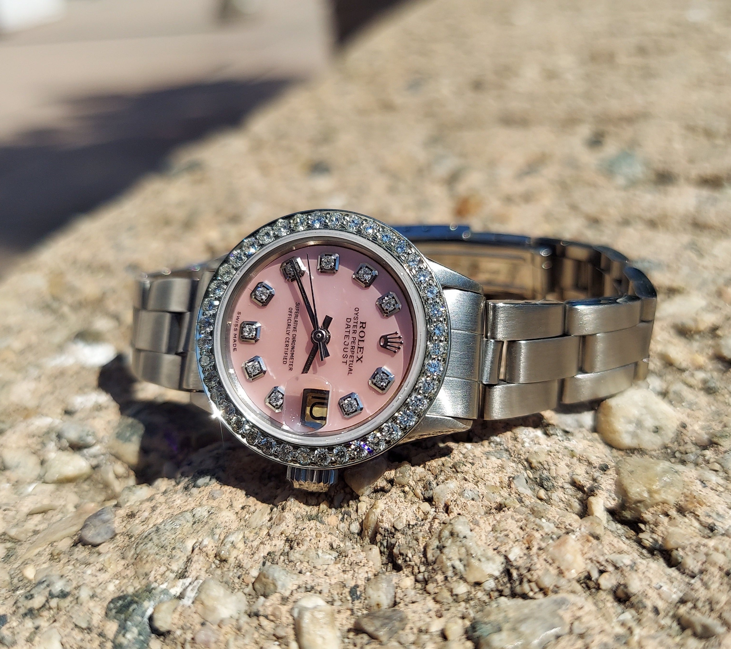 Pink rolex clearance women's