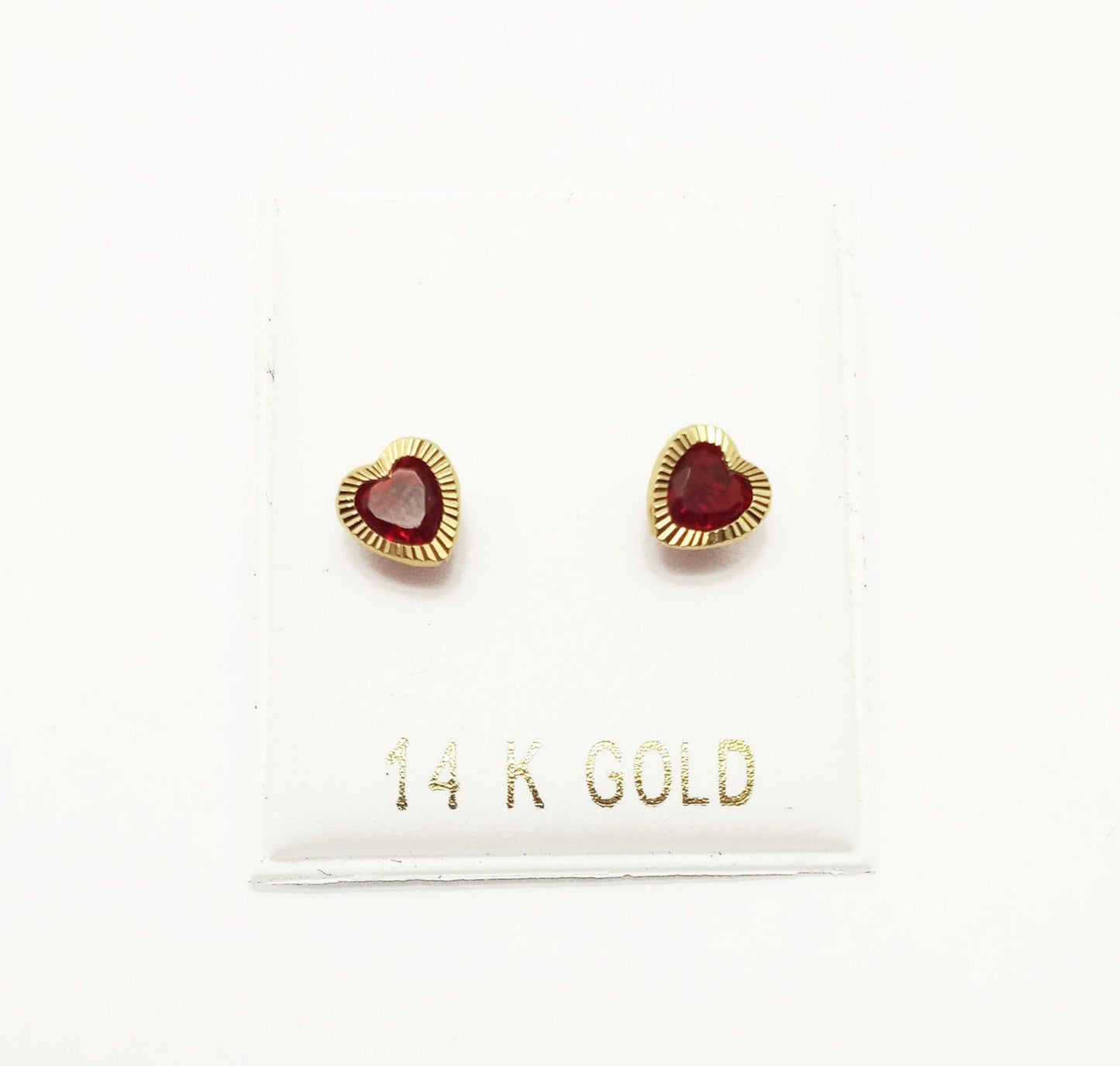 14K Yellow gold ruby ZC heart stud pendant