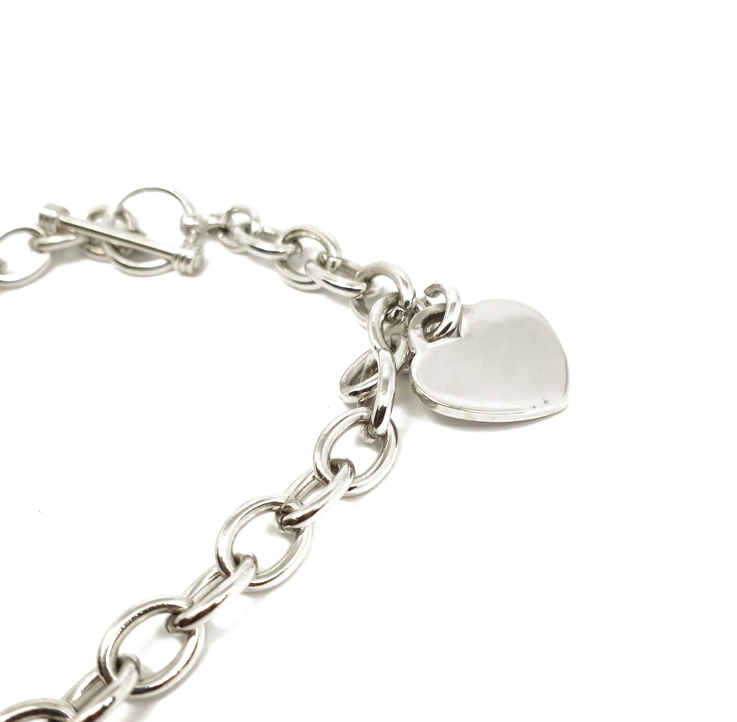 Tiffany &Co. 925 Silver Heart Charm Round Bracelet