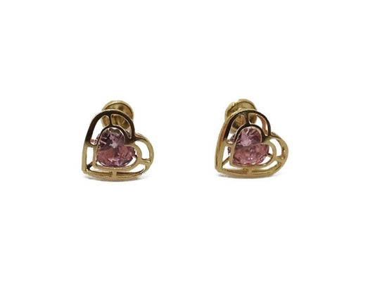 14K Yellow gold tourmaline Heart stud earrings