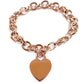 Tiffany&Co. 925 Silver Heart Charm Rose Gold-Plated Bracelet