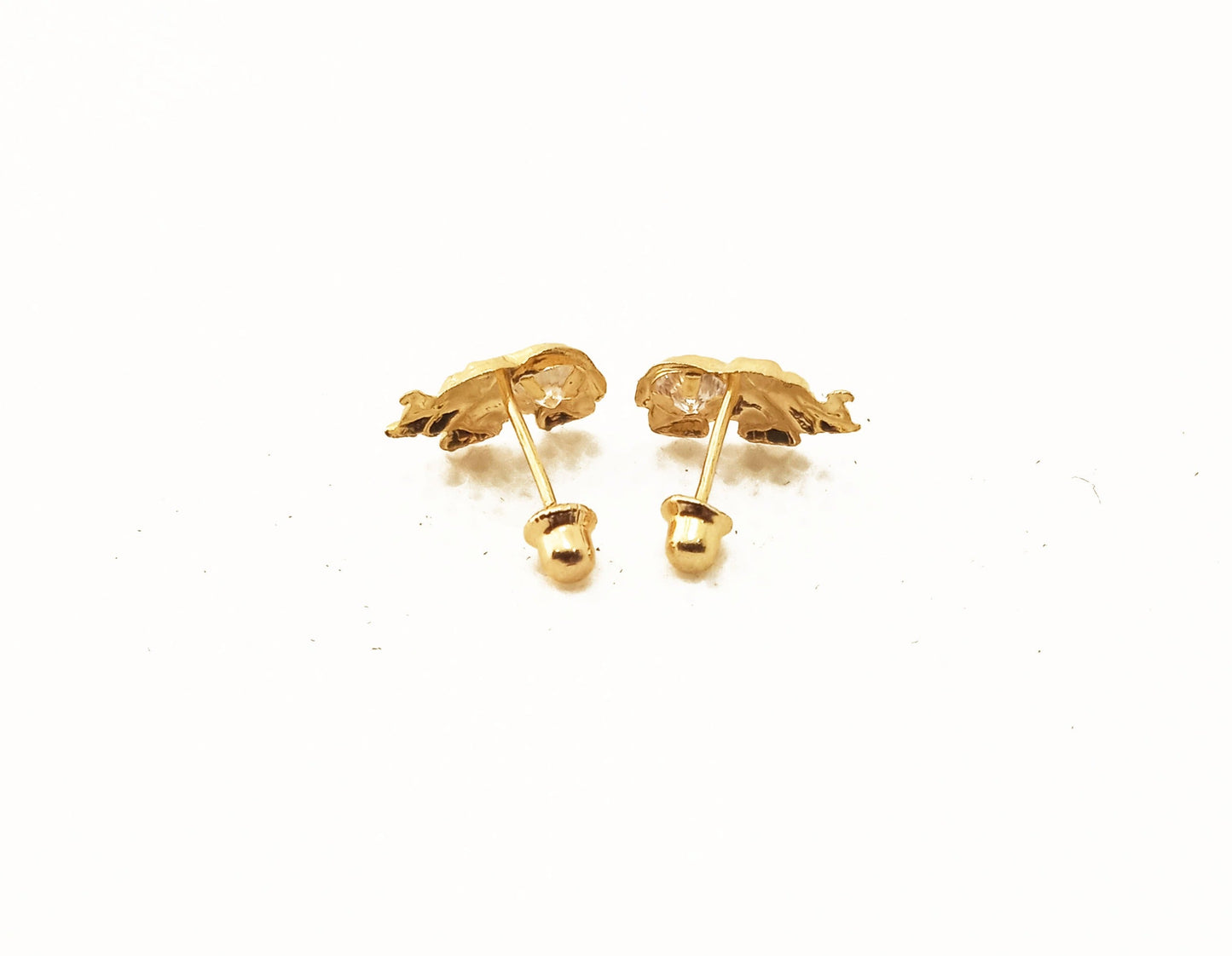 14K Yellow Gold Elephant ZC Stud Earrings