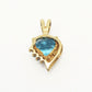 14K Yellow Gold Heart Blue Zircon Pendant