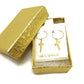 14K Yellow gold drop cross hoop earrings