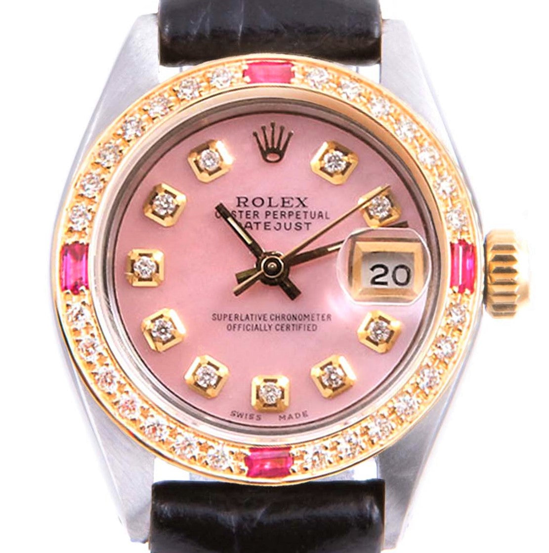 Rolex 6917 Ladies 26mm Datejust Pink MOP Diamond On leather