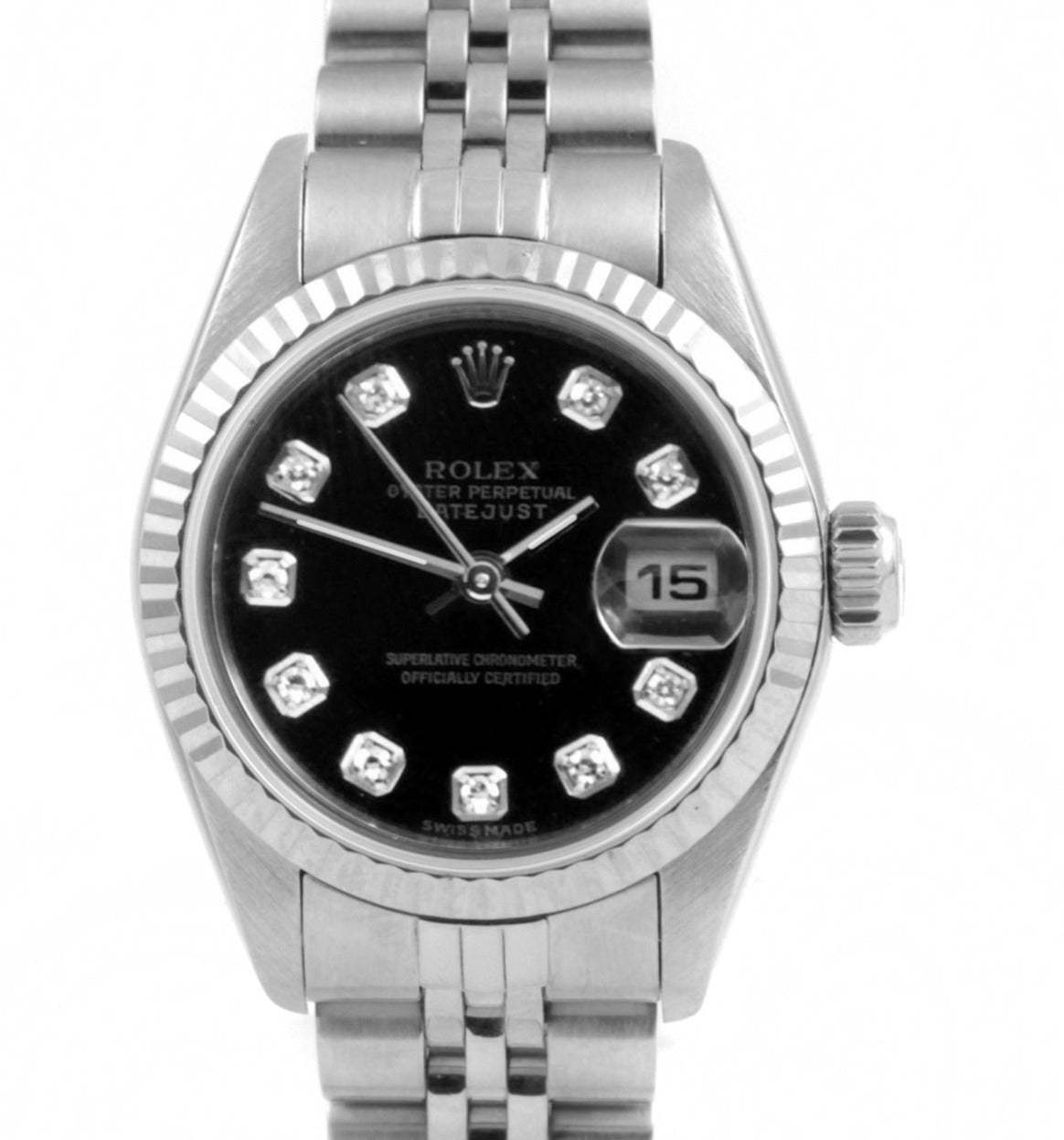 Rolex Ladies 6919 Datejust 26mm Black Diamond fluted jubilee