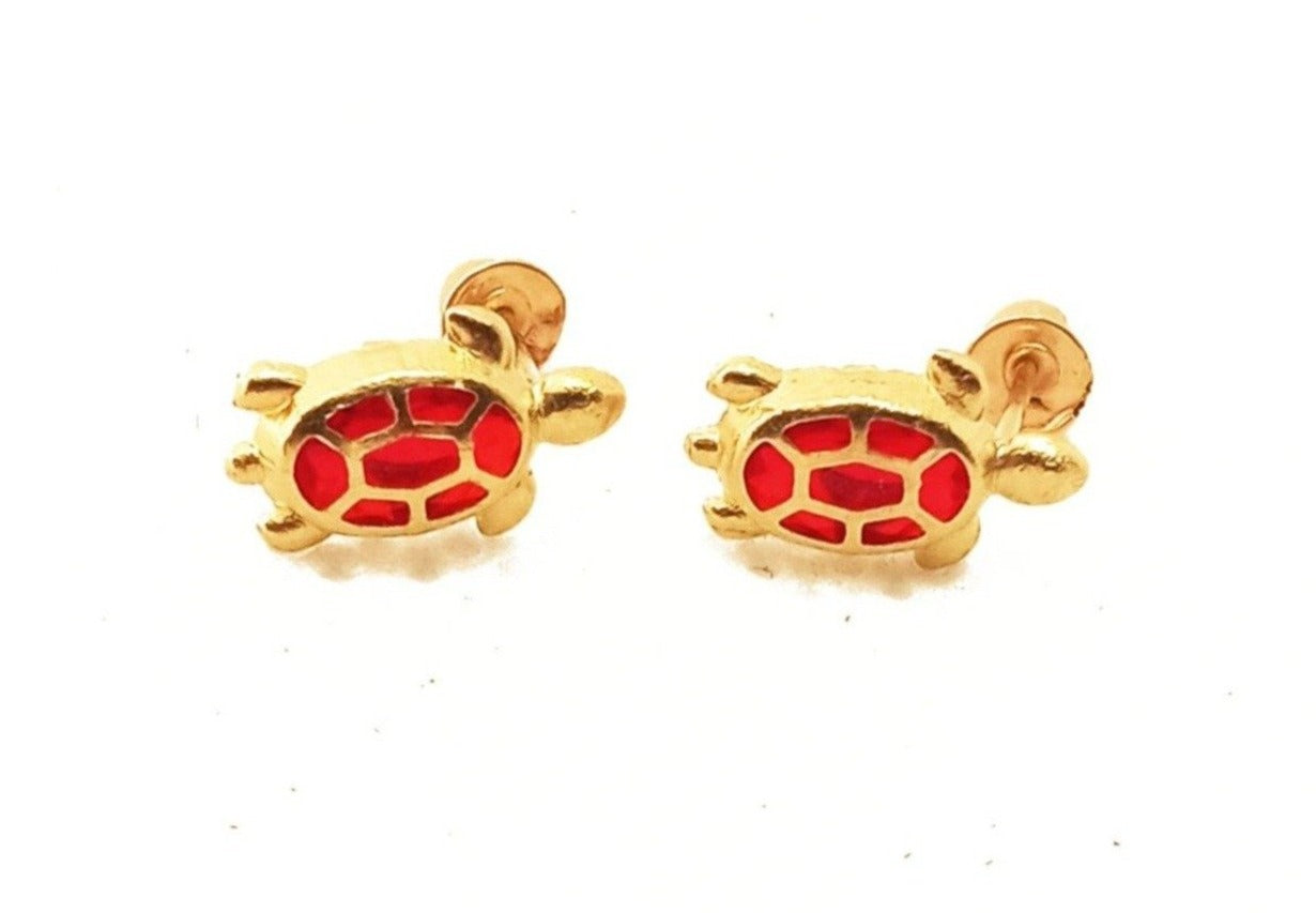 14K Yellow gold Turtle stud earrings