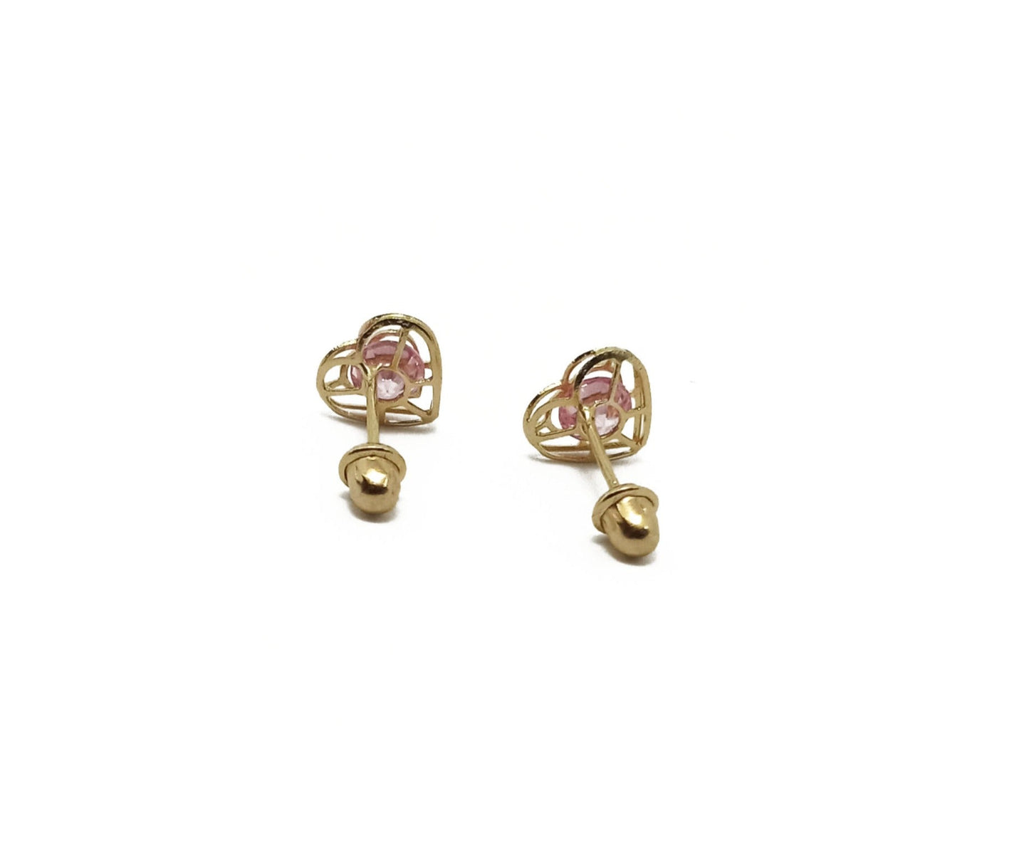 14K Yellow gold tourmaline Heart stud earrings