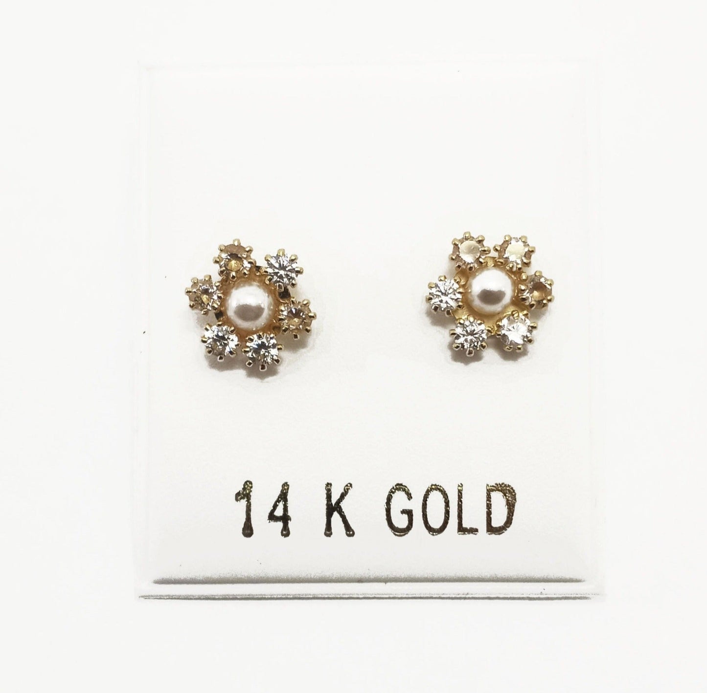 14K Yellow gold ZC flower stud earrings