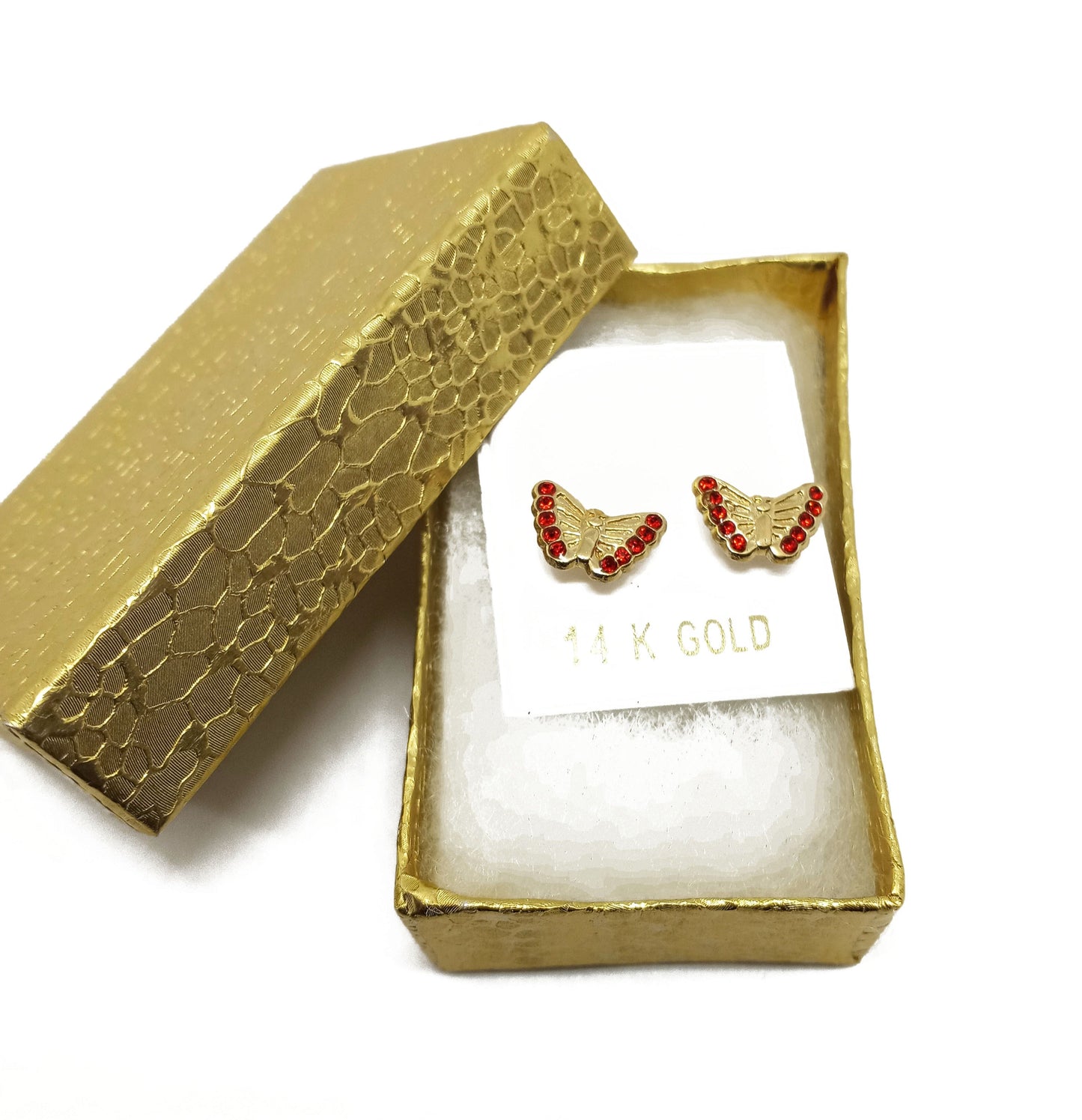 14K Yellow Gold Butterfly Stud Earrings