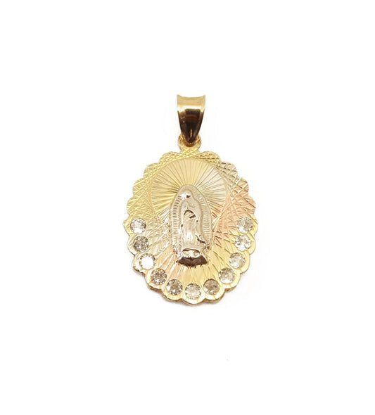 14K Yellow Gold Tri-Tone ZC Virgen Pendant