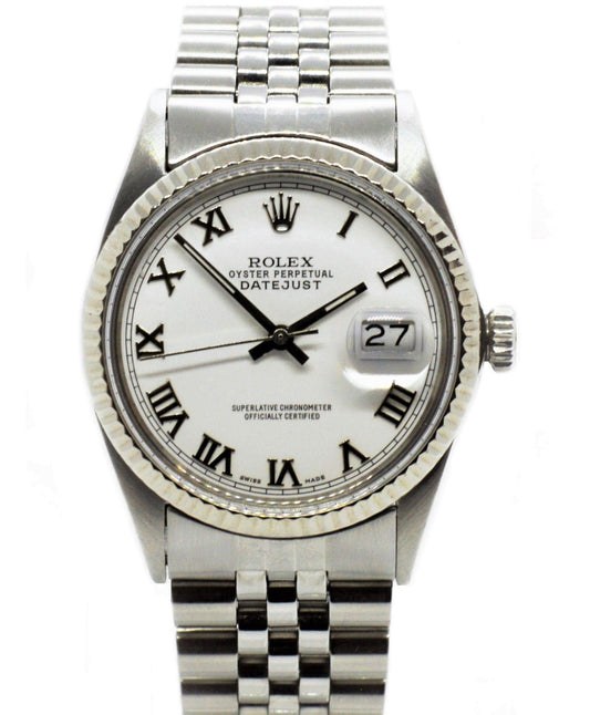 Rolex Mens 36mm Datejust 16014 Roman Numeral