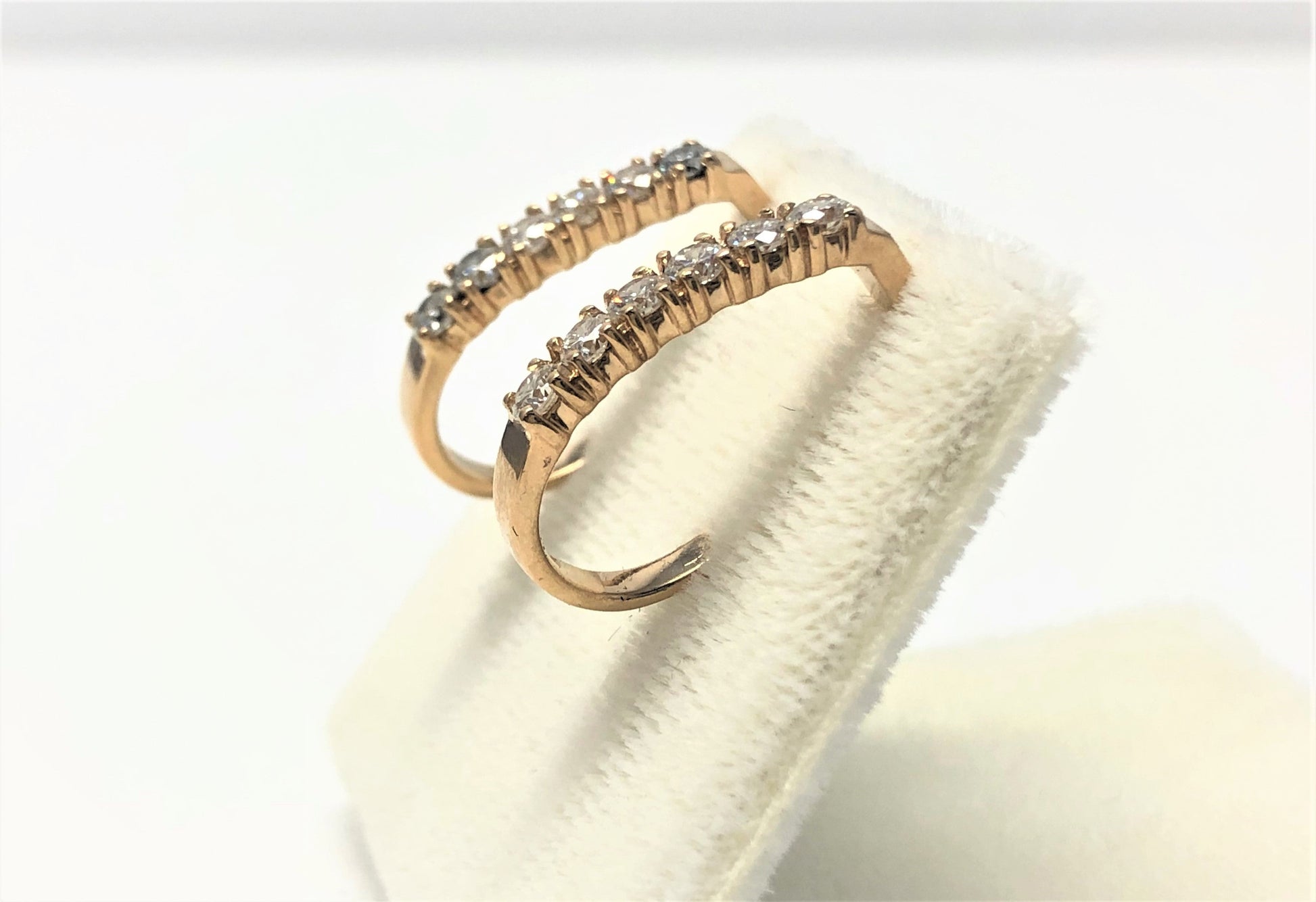 Ladies 14k yellow gold diamond j hoop earings - Luxury Diaz