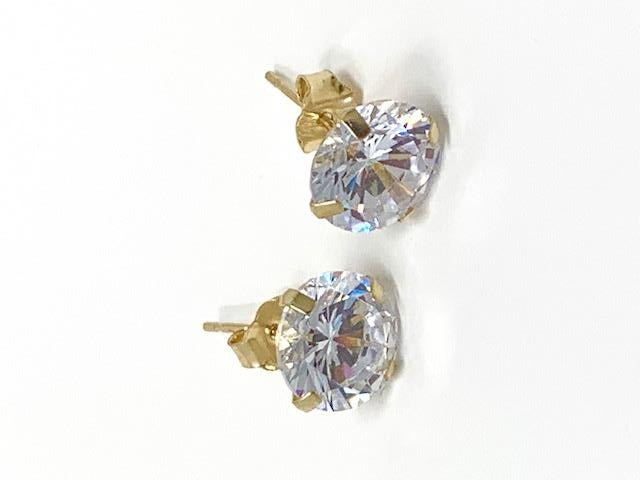 Unisex 14k yellow gold round diamond stud earrings - Luxury Diaz