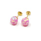 ladies 14k yellow gold pink pearl stud earrings - Luxury Diaz