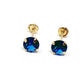 ladies 14k yellow gold sapphire blue stone stud earrings - Luxury Diaz