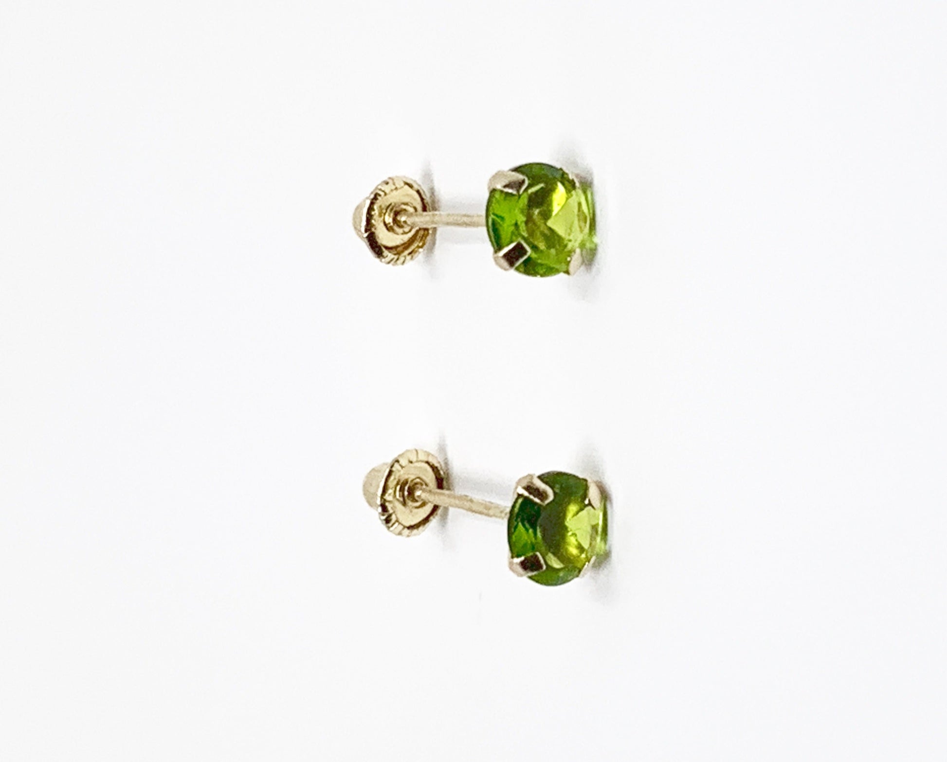 Ladies 14k yellow gold emerald stone stud earrings - Luxury Diaz