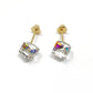 Ladies 14k yellow gold square stud earrings - Luxury Diaz