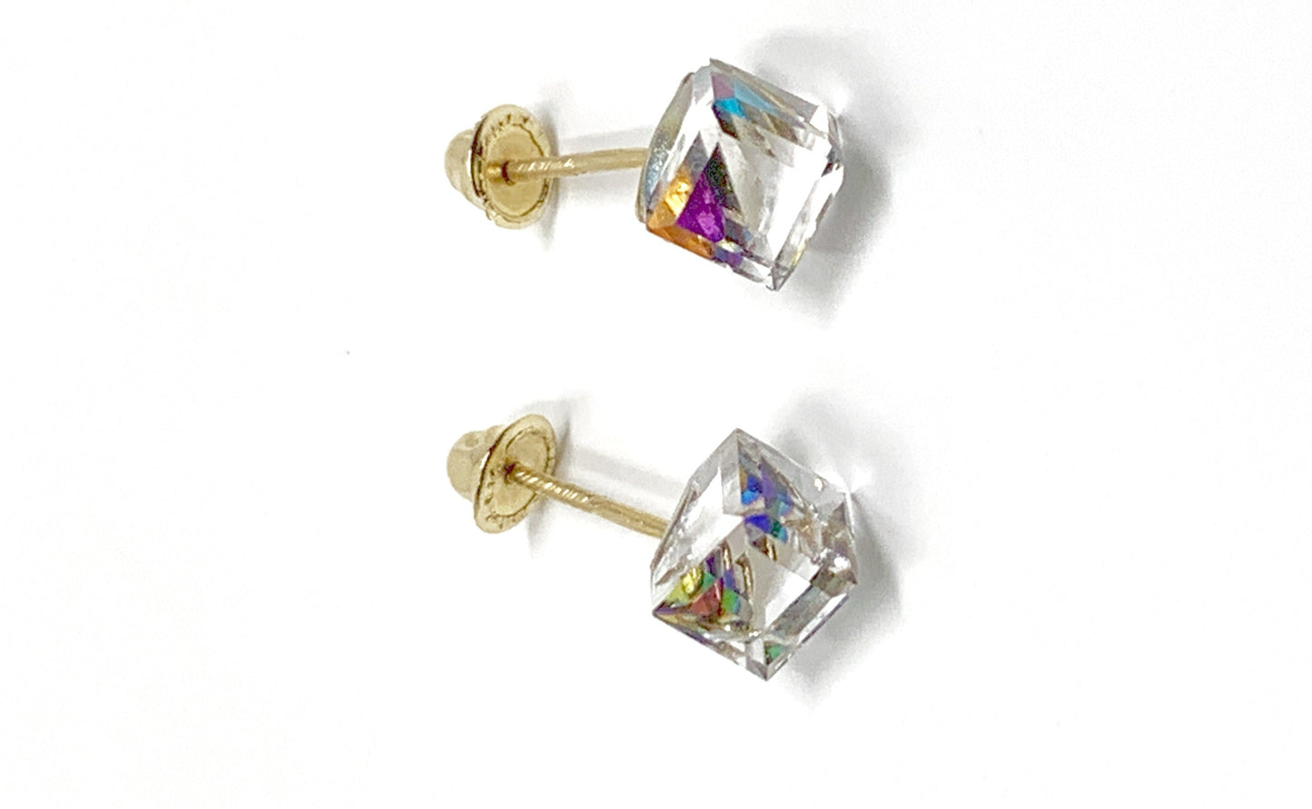14K Yellow gold square stud earrings