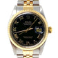 Rolex mens datejust 16013 (T-T) black roman numeral dial & yellow gold fluted bezel - Luxury Diaz