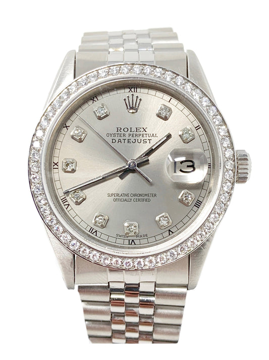 Rolex men's Datejust 36mm 16014 Silver Diamond jubilee