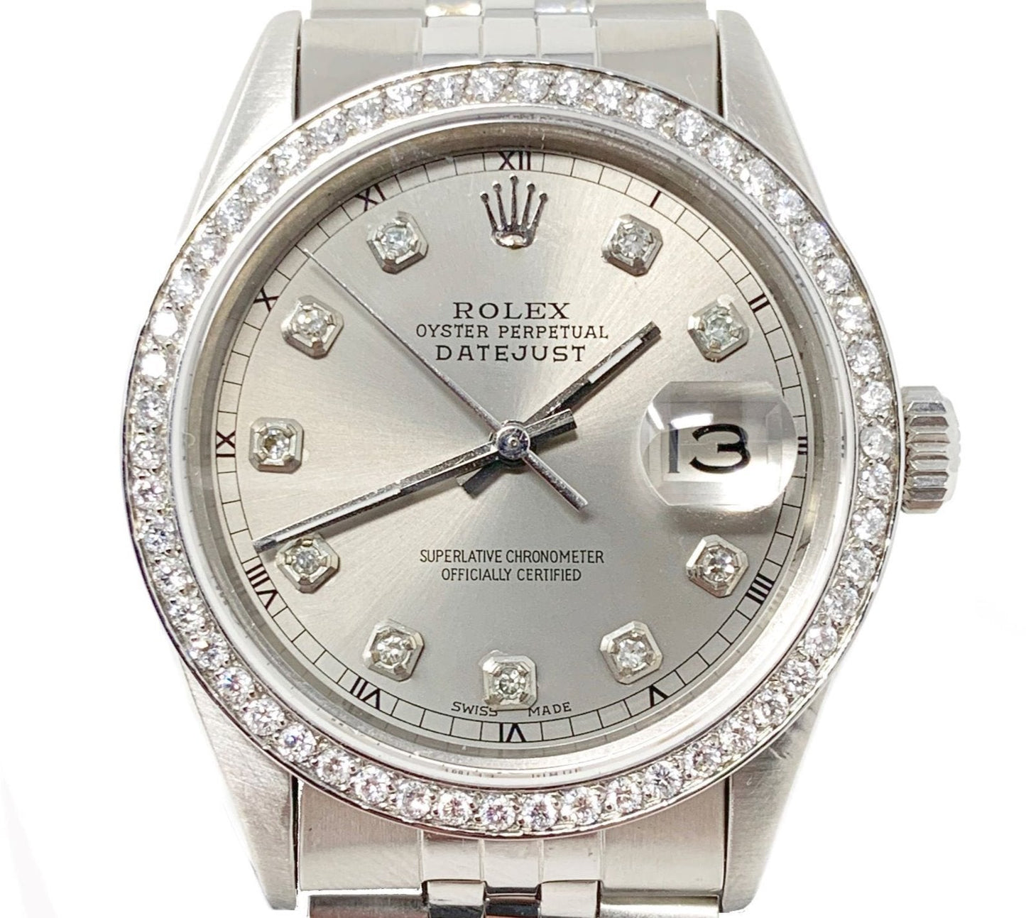 Rolex men's Datejust 36mm 16014 Silver Diamond jubilee