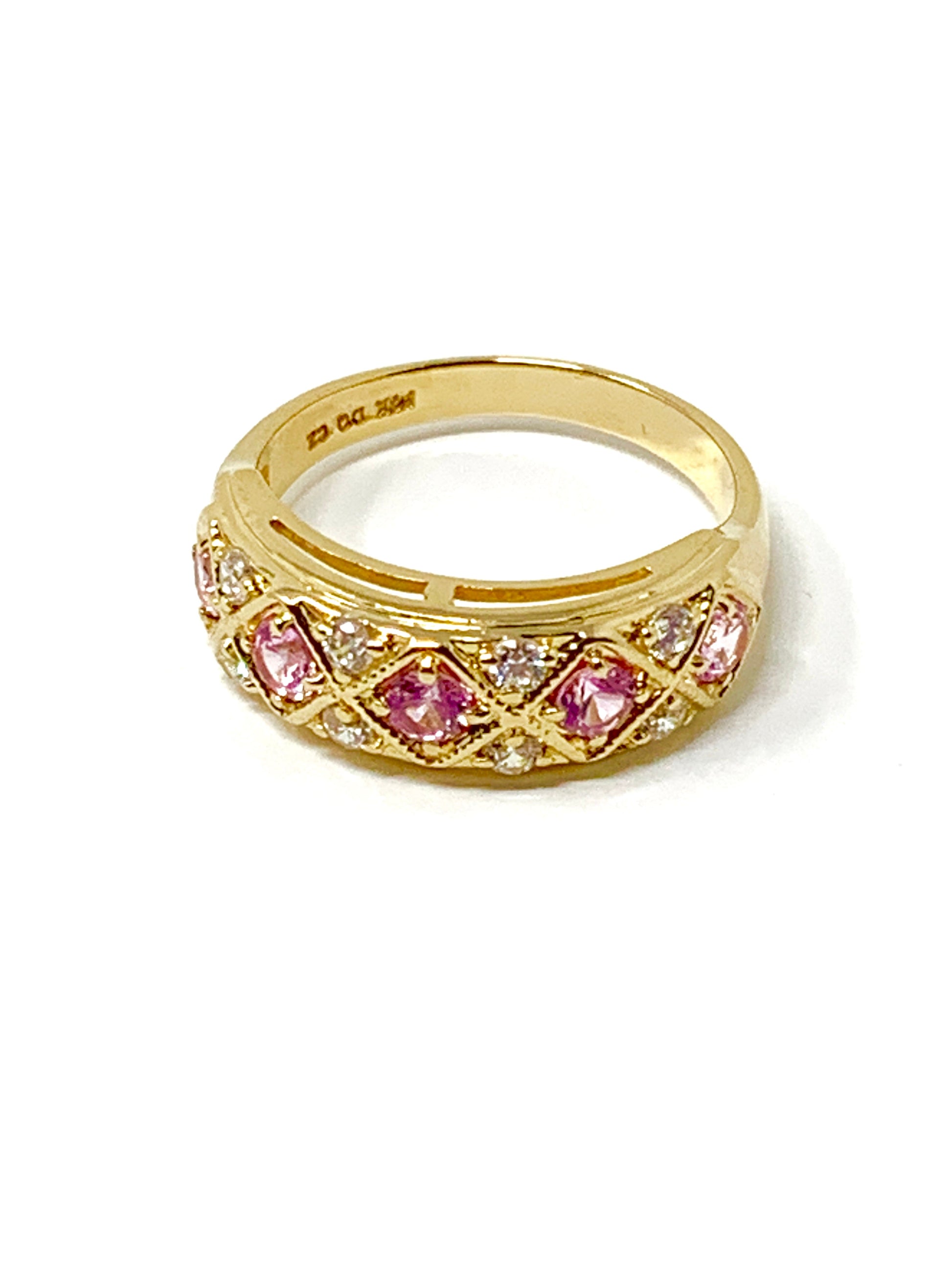 Ladies 14k yellow gold pink tourmaline stone & diamond ring - Luxury Diaz