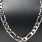 Figaro mens .925 silver white gold plated link necklace - Luxury Diaz