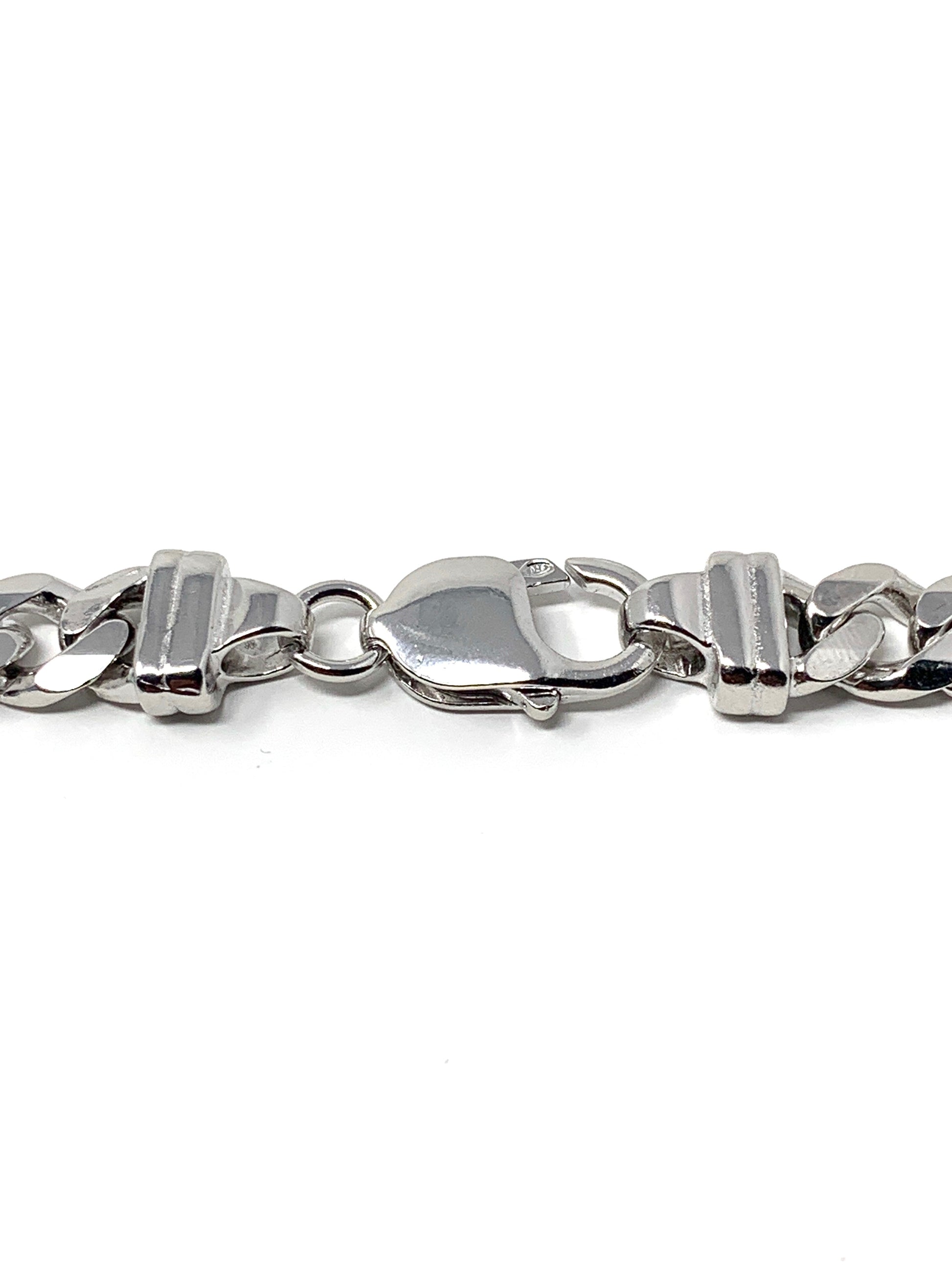 Cuban mens .925 silver link ,white gold plated necklace - Luxury Diaz