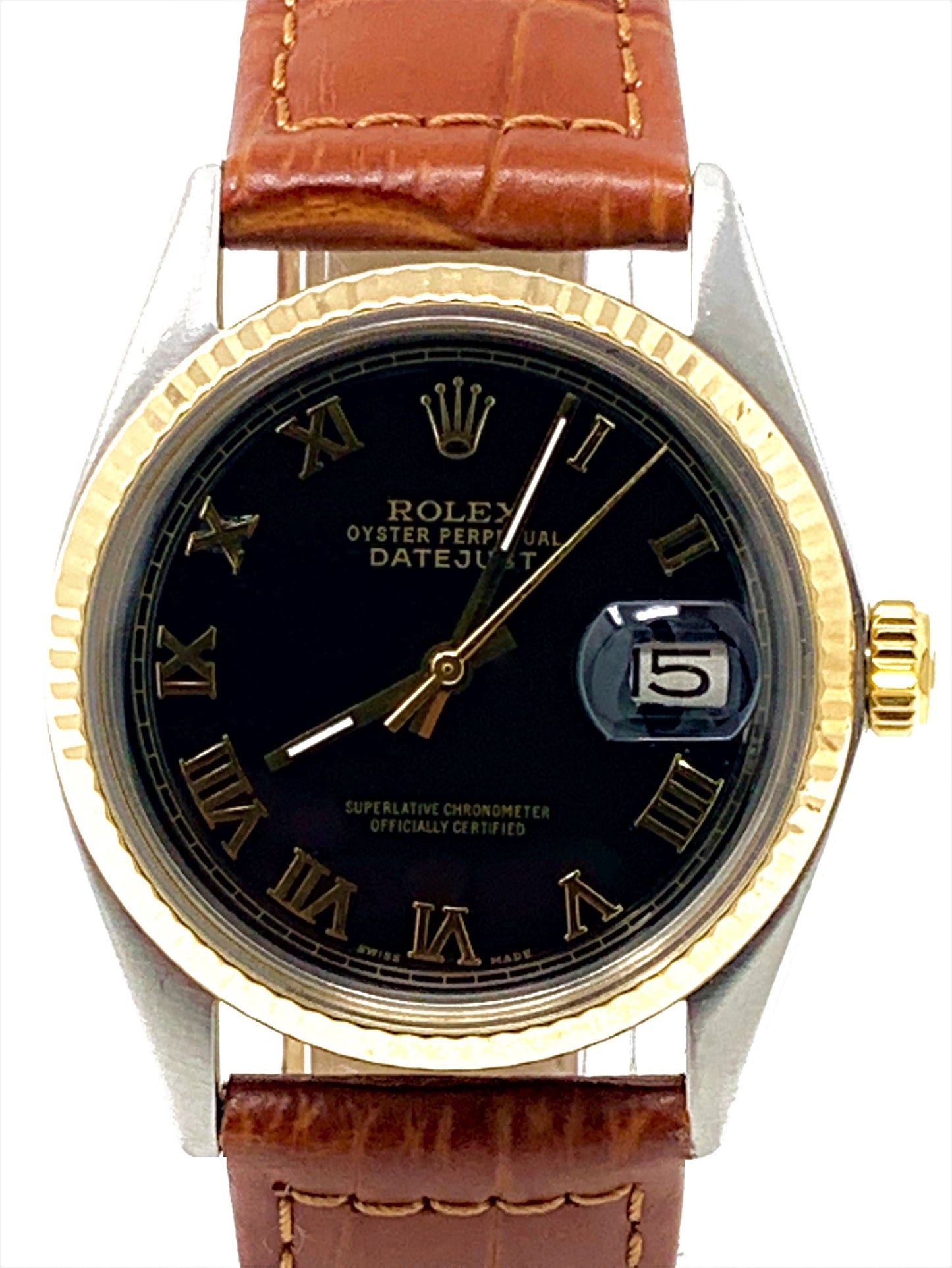 Rolex men's Datejust 36mm 1603 Roman On Leather