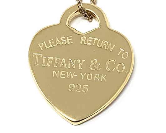 Tiffany&co New York ladies .925 silver yellow gold plated chain & heart pendant - Luxury Diaz
