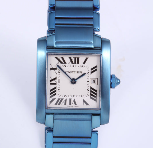 CARTIER Tank francaise MM W51011Q3 PVD Blue