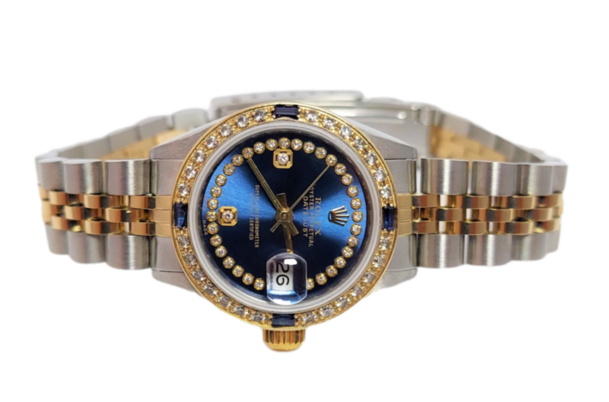 Rolex ladies Datejust 69173 26mm Blue diamond sapphire jubilee