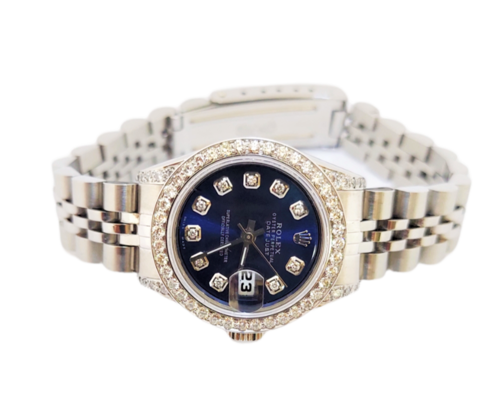 Rolex Ladies 26mm Datejust 69174 Blue Diamond