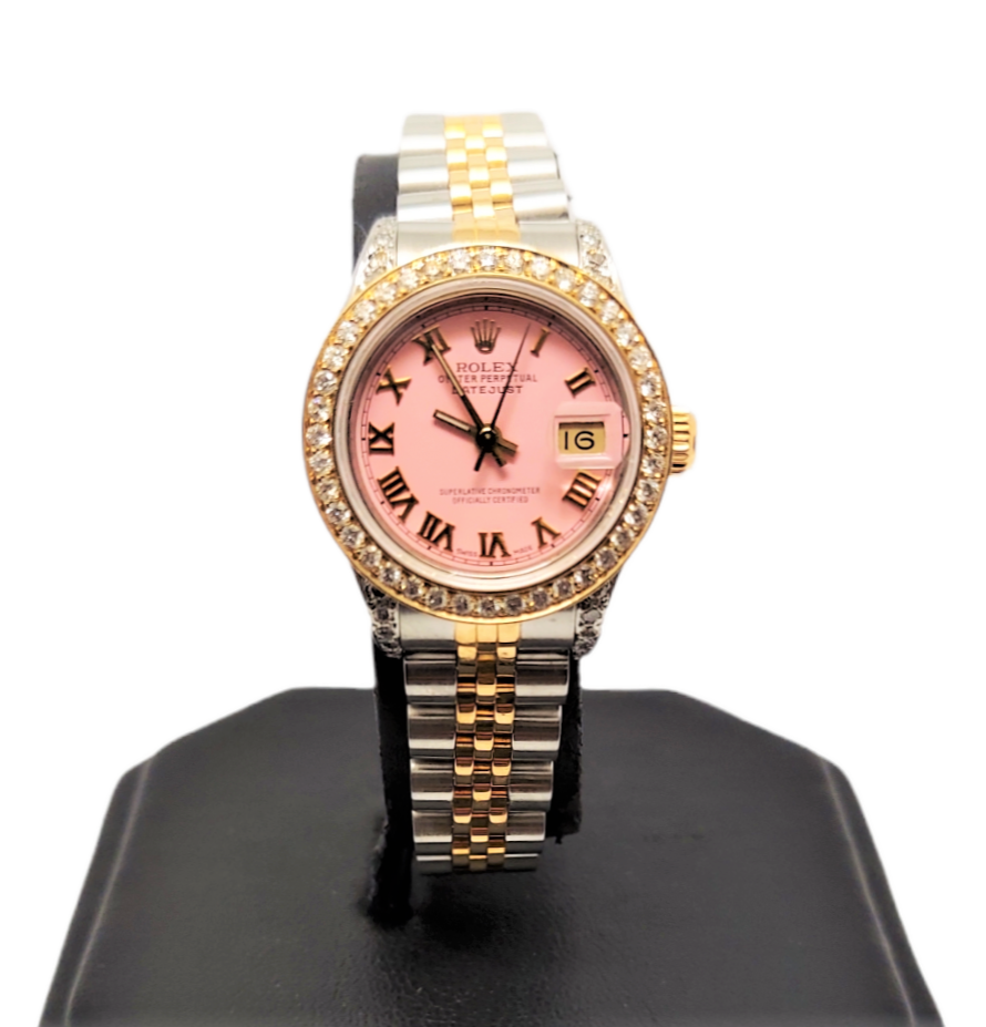 Rolex Ladies 26mm Datejust 69173 Pink Roman Diamond