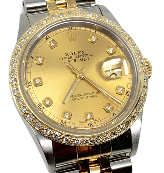 Rolex Men's Datejust 36mm 16013 Champagne Diamond